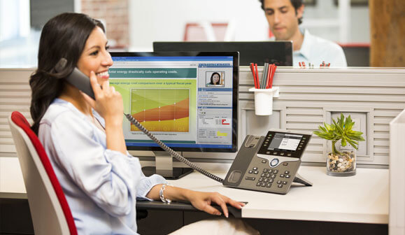 female in office receiving cisco webex training